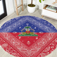 Haiti Paisley Round Carpet Haitian Flag Bandana Style - Wonder Print Shop
