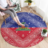 Haiti Paisley Round Carpet Haitian Flag Bandana Style - Wonder Print Shop