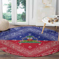 Haiti Paisley Round Carpet Haitian Flag Bandana Style - Wonder Print Shop