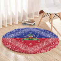 Haiti Paisley Round Carpet Haitian Flag Bandana Style - Wonder Print Shop
