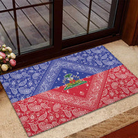 Haiti Paisley Rubber Doormat Haitian Flag Bandana Style - Wonder Print Shop