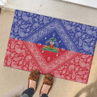 Haiti Paisley Rubber Doormat Haitian Flag Bandana Style - Wonder Print Shop