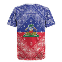 Haiti Paisley Rugby Jersey Haitian Flag Bandana Style - Wonder Print Shop