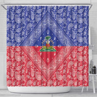 Haiti Paisley Shower Curtain Haitian Flag Bandana Style - Wonder Print Shop
