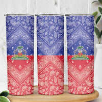 Haiti Paisley Skinny Tumbler Haitian Flag Bandana Style - Wonder Print Shop