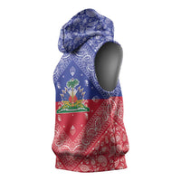 Haiti Paisley Sleeveless Hoodie Haitian Flag Bandana Style - Wonder Print Shop