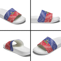 Haiti Paisley Slide Sandals Haitian Flag Bandana Style - Wonder Print Shop