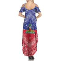 Haiti Paisley Summer Maxi Dress Haitian Flag Bandana Style - Wonder Print Shop