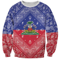 Haiti Paisley Sweatshirt Haitian Flag Bandana Style - Wonder Print Shop