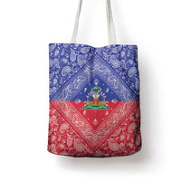 Haiti Paisley Tote Bag Haitian Flag Bandana Style - Wonder Print Shop