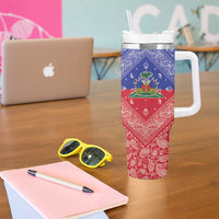 Haiti Paisley Tumbler With Handle Haitian Flag Bandana Style - Wonder Print Shop