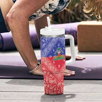 Haiti Paisley Tumbler With Handle Haitian Flag Bandana Style - Wonder Print Shop