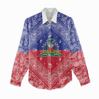 Haiti Paisley Women Casual Shirt Haitian Flag Bandana Style - Wonder Print Shop