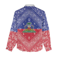 Haiti Paisley Women Casual Shirt Haitian Flag Bandana Style - Wonder Print Shop