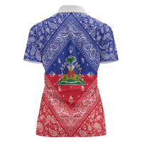 Haiti Paisley Women Polo Shirt Haitian Flag Bandana Style - Wonder Print Shop