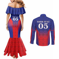 Custom Haiti Football Couples Matching Mermaid Dress and Long Sleeve Button Shirt Sporty Style - Wonder Print Shop
