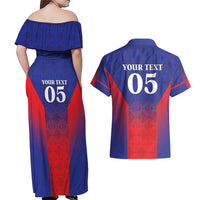 Custom Haiti Football Couples Matching Off Shoulder Maxi Dress and Hawaiian Shirt Sporty Style - Wonder Print Shop