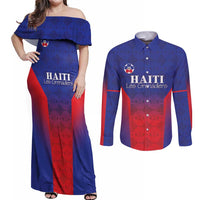 Custom Haiti Football Couples Matching Off Shoulder Maxi Dress and Long Sleeve Button Shirt Sporty Style - Wonder Print Shop