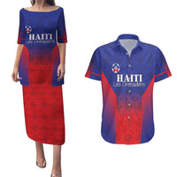 Custom Haiti Football Couples Matching Puletasi and Hawaiian Shirt Sporty Style - Wonder Print Shop