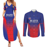Custom Haiti Football Couples Matching Summer Maxi Dress and Long Sleeve Button Shirt Sporty Style - Wonder Print Shop