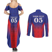 Custom Haiti Football Couples Matching Summer Maxi Dress and Long Sleeve Button Shirt Sporty Style - Wonder Print Shop