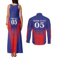 Custom Haiti Football Couples Matching Tank Maxi Dress and Long Sleeve Button Shirt Sporty Style - Wonder Print Shop