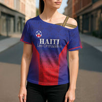 Custom Haiti Football Cross Shoulder Shirt Sporty Style - Wonder Print Shop