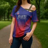 Custom Haiti Football Cross Shoulder Shirt Sporty Style - Wonder Print Shop