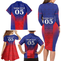 Custom Haiti Football Family Matching Long Sleeve Bodycon Dress and Hawaiian Shirt Sporty Style - Wonder Print Shop