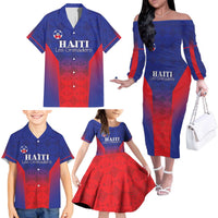 Custom Haiti Football Family Matching Off The Shoulder Long Sleeve Dress and Hawaiian Shirt Sporty Style - Wonder Print Shop