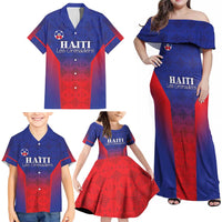 Custom Haiti Football Family Matching Off Shoulder Maxi Dress and Hawaiian Shirt Sporty Style - Wonder Print Shop