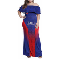 Custom Haiti Football Family Matching Off Shoulder Maxi Dress and Hawaiian Shirt Sporty Style - Wonder Print Shop