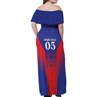 Custom Haiti Football Family Matching Off Shoulder Maxi Dress and Hawaiian Shirt Sporty Style - Wonder Print Shop