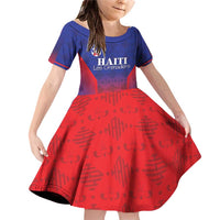 Custom Haiti Football Family Matching Off Shoulder Short Dress and Hawaiian Shirt Sporty Style - Wonder Print Shop