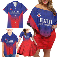 Custom Haiti Football Family Matching Off Shoulder Short Dress and Hawaiian Shirt Sporty Style - Wonder Print Shop