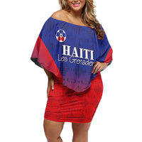 Custom Haiti Football Family Matching Off Shoulder Short Dress and Hawaiian Shirt Sporty Style - Wonder Print Shop