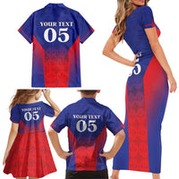 Custom Haiti Football Family Matching Short Sleeve Bodycon Dress and Hawaiian Shirt Sporty Style - Wonder Print Shop
