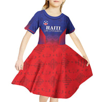 Custom Haiti Football Kid Short Sleeve Dress Sporty Style - Wonder Print Shop