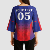 Custom Haiti Football Kimono Sleeve Blouse Sporty Style - Wonder Print Shop