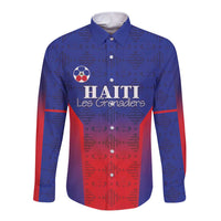 Custom Haiti Football Long Sleeve Button Shirt Sporty Style - Wonder Print Shop