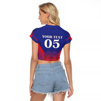 Custom Haiti Football Raglan Cropped T Shirt Sporty Style - Wonder Print Shop