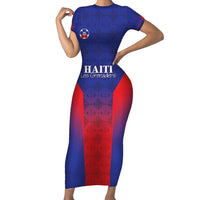 Custom Haiti Football Short Sleeve Bodycon Dress Sporty Style - Wonder Print Shop