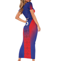 Custom Haiti Football Short Sleeve Bodycon Dress Sporty Style - Wonder Print Shop