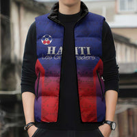 Custom Haiti Football Sleeveless Puffer Jacket Sporty Style - Wonder Print Shop
