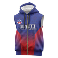 Custom Haiti Football Sleeveless Zip Hoodie Sporty Style - Wonder Print Shop