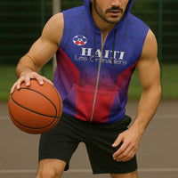 Custom Haiti Football Sleeveless Zip Hoodie Sporty Style - Wonder Print Shop
