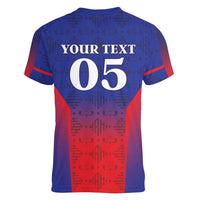 Custom Haiti Football Women V-Neck T-Shirt Sporty Style - Wonder Print Shop