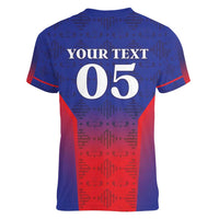 Custom Haiti Football Women V-Neck T-Shirt Sporty Style - Wonder Print Shop