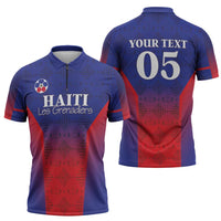 Custom Haiti Football Zipper Polo Shirt Sporty Style - Wonder Print Shop