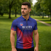 Custom Haiti Football Zipper Polo Shirt Sporty Style - Wonder Print Shop